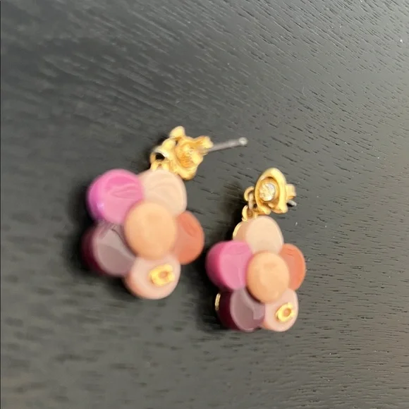 COACH “Flower Drop” Pink and Purple Floral Earrings - Picture 4 of 7